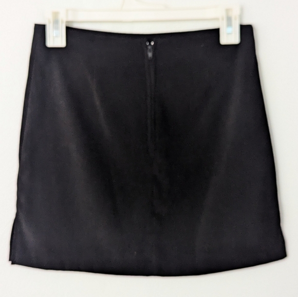 Vintage Y2K 90s Mini Skirt Split Hem Suede Back Zip Black Small S - Picture 5 of 8